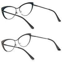 1 x RAW Customer Returns KoKoBin Cat Eye Reading Glasses - 2 Pack Metal Frame and Spring Hinge Glasses with Anti-Blue Light, Reading Glasses for Men and Women 2 Pack Black-Gray , 2, Diopters  - RRP €60.0