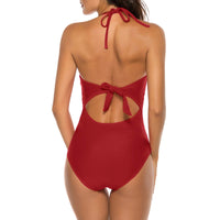 1 x RAW Customer Returns Litthing Women s Bikinis Swimwear Swimsuits Beachwear Summer Backless One-Piece Tankinis Bikini Set with Two Crochet Laces and High Waist and V-Neck Style1 Red, M  - RRP €25.58