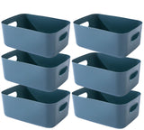 1 x RAW Customer Returns EURXLQ 6 pieces blue storage box plastic storage basket with handles 30.5 20 12cm, bathroom organizer kitchen cabinet organizer box baskets storage plastic box for shelf - RRP €29.99