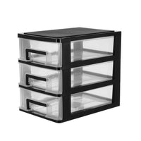 1 x RAW Customer Returns HEALLILY Mini Box Organizer Three-Layer Drawer Type Closet Storage Cabinet Organizer Transparent Storage Shelf for Home and Office Black and Transparent Mini Chest of Drawers - RRP €17.7