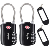 1 x RAW Customer Returns Diyife TSA Padlocks, 2 Packs Combination Lock for Luggage, TSA 3 Digits Code Lock for Travel, Suitcase and Suitcase, etc. Black  - RRP €29.99