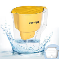 1 x RAW Customer Returns Vortopt Water Filter Jug, 3.5 Liter, Yellow Water Filter Jug, Improves the Taste of Tap Water, Reduces Chlorine and Lead, Lasts 3 Months, BPA Free, L1 1 Filter Included  - RRP €35.99