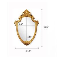 1 x RAW Customer Returns Eaoundm 41.9 x 27.9 cm Vintage Mirror Antique Mirror Decorative Wall Mirror Shield Shape Brush Gold - RRP €21.29