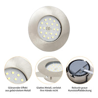 1 x RAW Customer Returns Wondlumi LED recessed spotlight set IP44 bathroom LED spots 230V 5W cold white round nickel ceiling spots 30mm flat 500lm, not dimmable, pack of 6 - RRP €35.28