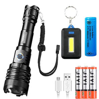 1 x RAW Customer Returns ASORT LED Flashlight USB Rechargeable Extremely Bright 30000Lumen IPX67 Waterproof and Dustproof Rechargeable Zoomable Torch for Camping Hiking and Emergency Use One Free COB Light  - RRP €36.99