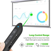 1 x RAW Customer Returns  Adjust button function NORWII N76GBK Green Laser Pointer Presentation 100M, Wireless Presenter Rechargeable Presentation Clicker for Powerpoint, Supports Mac Hyperlink Volume - RRP €30.24