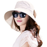 28 x RAW Customer Returns Comhats Foldable Women s Sun Hat with Neck Cord Sun Protection Wide Brim UV 50 Made of 100 Cotton Beige S - RRP €543.76