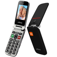 1 x RAW Customer Returns artfone folding mobile phone for seniors without contract mobile phone with large buttons 2G GSM mobile phone for seniors with 2.4 inch color display camera buttons emergency call function flashlight CF241A black - RRP €37.37