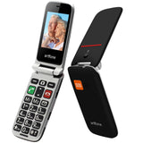 1 x RAW Customer Returns artfone folding mobile phone for seniors without contract mobile phone with large buttons 2G GSM mobile phone for seniors with 2.4 inch color display camera buttons emergency call function flashlight CF241A black - RRP €37.99