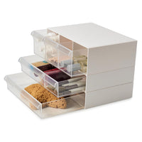 1 x RAW Customer Returns EZOWARE 3-piece cosmetic storage, 6 transparent drawers, make-up organiser, storage container, cosmetic box for dressing table, cosmetics, bathroom, desk, office - RRP €24.19