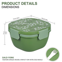 1 x RAW Customer Returns Greentainer Lunchbox Bento Box with 1 fork, leak-proof salad container with dressing container, 3 compartments salad box-to-go made of PP for school, picnic, travel, camping Dishwasher and microwave safe - RRP €19.99