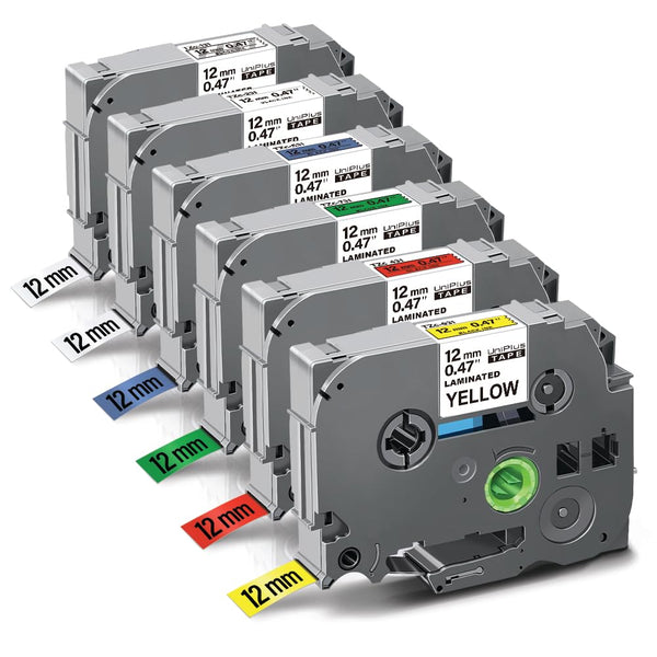 1 x RAW Customer Returns UniPlus 6x Compatible Tze 12mm 0.47 Label Tape as Replacement for Brother TZe-231 TZe-131 TZe-431 TZe-531 TZe-631 TZe-731 for Brother P-Touch PT-H105 PT-H107 PT-H107B PT-P300BT Label Maker - RRP €16.33