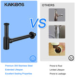 1 x RAW Customer Returns KINKIBOS brass siphon universal for washbasin vanity unit, bottle siphon in 1 1 4 x 32 mm, drain fitting, odor trap with cleaning opening siphon sink drain pipe, black - RRP €31.25