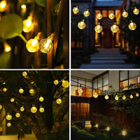 1 x RAW Customer Returns Bollengold Solar Fairy Lights Outdoor, 60LED 8m Solar Crystal Balls with USB Plug 8 Modes Waterproof Outdoor and Indoor for Garden, Bedroom, Wedding, Balcony, Camping, Parties Decoration Warm White  - RRP €17.99