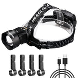 1 x RAW Customer Returns WholeFire LED Headlamp XHP90 Head Lamp, 3 Modes Super Bright 15000 Lumens USB Rechargeable, Waterproof Zoomable Powerful Headlamp for Camping, Running, etc. - RRP €34.86