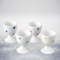 1 x RAW Customer Returns Cinf Ceramic Polka Dots Egg Cups Easter Gifts Gift Set 4 Porcelain Holders Breakfast Boiled Cooking Tool Stable Easy to Clean, REUSABLE Easter Gift - RRP €16.99