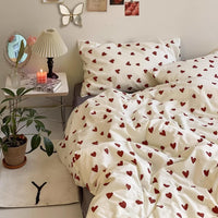 1 x RAW Customer Returns Nayoroom bed linen 220x240 with heart red white aesthetic duvet cover set microfiber white with red hearts bed linen and 2 x pillowcases 80x80 cm zipper - RRP €38.99