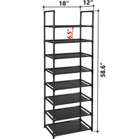 1 x RAW Customer Returns esonstyle 8 tier shoe rack for 16-20 pairs of narrow and tall shoe storage, black - RRP €21.99