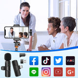 1 x RAW Customer Returns VOVIGGOL Cell Phone Microphone for iPhone iPad Android Laptop, Plug-Play Lavalier Microphone Wireless Microphone Clip-on Microphone Wireless for Video Recording, Vlog, TikTok, YouTube, Live Streaming 2 PCS  - RRP €27.35