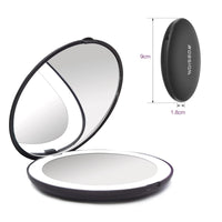 1 x RAW Customer Returns Wobsion Mini LED Handbag Mirror, LED Small Mirror 10x with Light, 3.5 Inch, Handbag Mirror, Portable Mirror, Gift for Girl, Compact Folding, Travel Mirror, Black - RRP €11.8