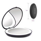 1 x RAW Customer Returns Wobsion Mini LED Handbag Mirror, LED Small Mirror 10x with Light, 3.5 Inch, Handbag Mirror, Portable Mirror, Gift for Girl, Compact Folding, Travel Mirror, Black - RRP €11.8