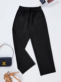 1 x Brand New YBENLOVER Women Cotton High Waist Drawstring Summer Pants with Pockets Beach Pants, Black, M - RRP €24.0