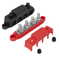 1 x RAW Customer Returns Busbar 12V-48V DC Busbar Distribution Block Busbar 250A Power Distribution Block with 4 x M10 Connection Bolts for Car RV Boat Red Black 2 Pieces - RRP €26.59