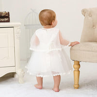 1 x RAW Customer Returns Leideur Baby Girls White Christening Dress Hooded Newborn Baptism Lace Dress for Wedding Birthday, white 4, 18-24 months - RRP €24.0