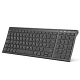 1 x RAW Customer Returns iClever BK10 Bluetooth keyboard, wireless rechargeable keyboard with 3 Bluetooth channels, stable connection, ultraslim ergonomic design, wireless keyboard for iOS, Android, Windows, black - RRP €38.3