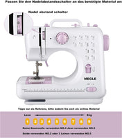 1 x RAW Customer Returns Sewing Machine with Foot Pedal for Beginners and Children, 5-Language Manual, 52 PCS Accessories, 12 Built-in Stitches, MEGLE FHSM-505P - RRP €69.99