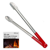 1 x RAW Customer Returns Grill tongs stainless steel, extra long grill tongs, 55 cm grill accessories, grill tools, grill cutlery for grilling, premium kitchen tongs, gifts for men, dad - RRP €24.19