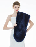 1 x RAW Customer Returns BEAUTELICATE Faux Fur Shawl Stole Bolero Fur Women Wedding Bridal Evening Bridal Shawl Bridal Stole - Navy Blue - Size One size fits all - RRP €39.99