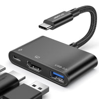 1 x RAW Customer Returns JSAUX USB C to HDMI Adapter, Digital AV Multiport Hub with 4K HDMI, USB-A 3.0, 100W PD Compatible with iPhone 16 Pro 16 Pro Max 16 15 Pro Max, Samsung S24 23, MacBook, iPad, Dell, Steam Deck-Black - RRP €21.17