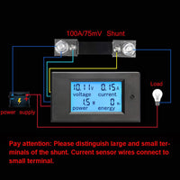 1 x RAW Customer Returns KETOTEK Voltmeter Ammeter Current Meter Power Meter DC 6.5 100V with 100A Shunt, Volt Ampere Watt Energy Display DC Current Voltage Measuring Meter, Wattmeter Energy Meter for Solar Car - RRP €24.58