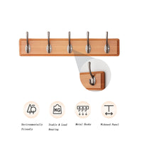 1 x RAW Customer Returns Spotact Rustic Wall Coat Rack 49x7.6x5 cm Wooden Wall Hanger Robust for Hanging Double Hooks for Jackets Hat Towel Bag for Bedroom Bathroom Entrance 5 Hooks, Raw Wood Color  - RRP €30.24