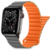 1 x RAW Customer Returns HITZEE Compatible with Apple Watch Strap 49mm 45mm 44mm 42mm 41mm 40mm 38mm, Double-Sided Silicone Magnetic Band Compatible for Apple Watch Ultra 2 Series 9 8 7 SE 6 5 4 44 45 49, Gray Orange  - RRP €22.59