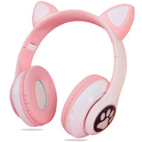 1 x RAW Customer Returns Aloskart Headphones Kids with Cat Ears Bluetooth, Children s Headphones Bluetooth Wireless, Bluetooth 5.0 Stereo Headset, Over-Ear Headphones with Microphone, LED RGB Light, Foldable Cat Ears Headphones - RRP €18.95