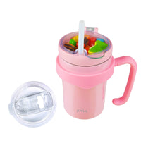 1 x Brand New JOVIAL All In One Insulated Stainless Steel Snack and Drink Cup 340ml-Glitter Pink - RRP €49.94