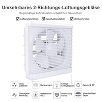 1 x RAW Customer Returns HUGOOME exhaust fan 300m h 150mm, 2 directions reversible strong air flow wall-mounted fans, used for ventilation fans for kitchen, bathroom, loft window and basement 6 inches no plug  - RRP €42.24