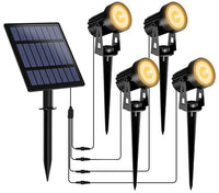 1 x RAW Customer Returns T-SUNUS Solar Garden Spotlight, Solar Garden Spotlights IP65 Waterproof Solar Garden Lamps 2 Automatic ON OFF Brightness Levels with 4 Warm White Lamps - RRP €38.05