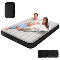 1 x RAW Customer Returns Dametay air bed 2 person air mattress self-inflating with built-in electric pump inflatable mattress inflatable air bed for camping and home 198 x 152 x 25cm black with white - RRP €73.99