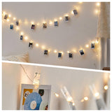 1 x RAW Customer Returns Microwear photo clip fairy lights, USB or battery operated, 10M 100LED photo fairy lights with remote control, 8 modes, decoration for indoors, bedrooms, weddings, parties, Christmas 50 clips and 25 nails  - RRP €14.99