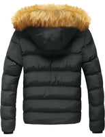 1 x RAW Customer Returns SZORY Men s Winter Short Coat Thick Warm Jacket with Removable Faux Fur Hood Gray,S  - RRP €92.84