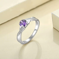 1 x RAW Customer Returns YL engagement ring wedding ring 925 sterling silver with amethyst February birthstone infinity ring solitaire ring for women size 54  - RRP €49.99