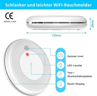 1 x RAW Customer Returns Safeliveo WLAN smoke detector, 10 year battery, wafer-thin fire detector, 28 mm thickness, no flashing LED, with automatic self-checking, muting app notification with the family set of 2 - RRP €62.56