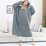 1 x Brand New KAZOLEN Women s Hoodie Blanket Gray Plush Hooded Sweater with Sleeves TV Plaid Blankets Adult Men, Winter Sweatshirt with Giant Pocket - RRP €35.19