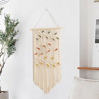 2 x Brand New Macrame Wall Hanging Leaves, Boho Chic Tapestry Macrame Wall Hanging Leaf Wall Decoration Cotton Woven Tapestry for Living Room Bedroom Decoration 40 80cm Red  - RRP €32.26