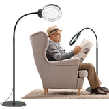 1 x RAW Customer Returns NZQXJXZ 2-in-1 Magnifying Glass with Light and Stand, 5X 10X Magnifying Lamp with 36 Adjustable Brightness LEDs, Flexible Gooseneck Floor Standing Magnifying Lamp for Close Work, Crafts, Reading - RRP €69.99