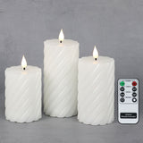 1 x RAW Customer Returns Rhytsing 3 white LED wax spiral candles set vintage design with batteries and remote control included height 10cm 12.5cm 15cm - RRP €24.99