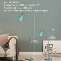 1 x RAW Customer Returns LALISU Floor Lamp Industrial Living Room Rustic Farmhouse Reading Lamp with Metal Lampshade, Classic Modern Floor Lamp with E27 LED Warm White Bulb for Living Room, Bedroom, Office Green  - RRP €40.99